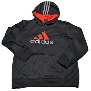 Adidas Boys M (10/12) Black pullover hoodie with‎ Red stitched Adidas lettering
